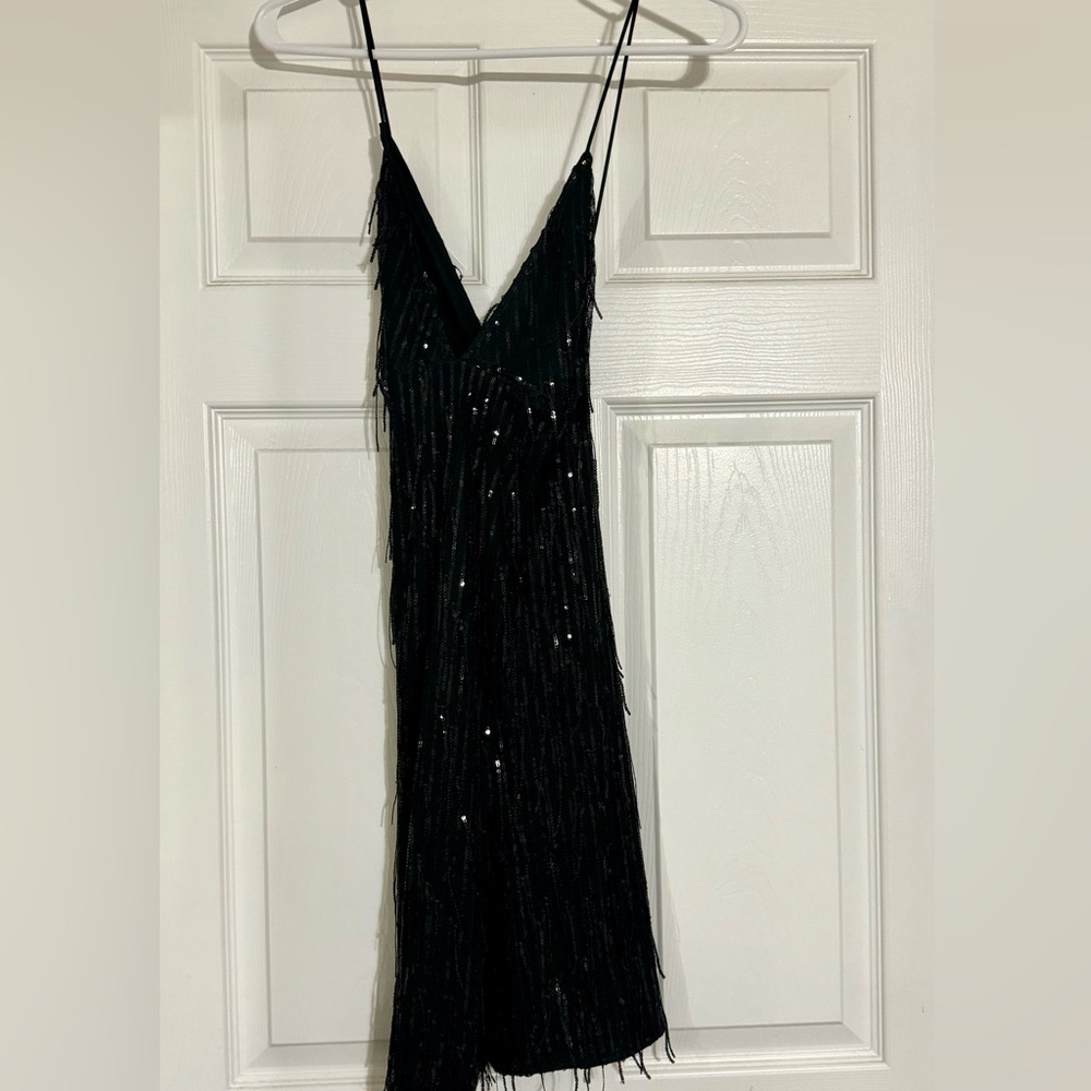 Mini black sequins dress